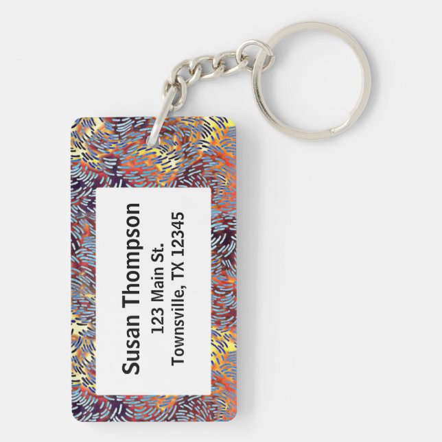 Modern Abstract Art Red Yellow Black Keychain (Back)