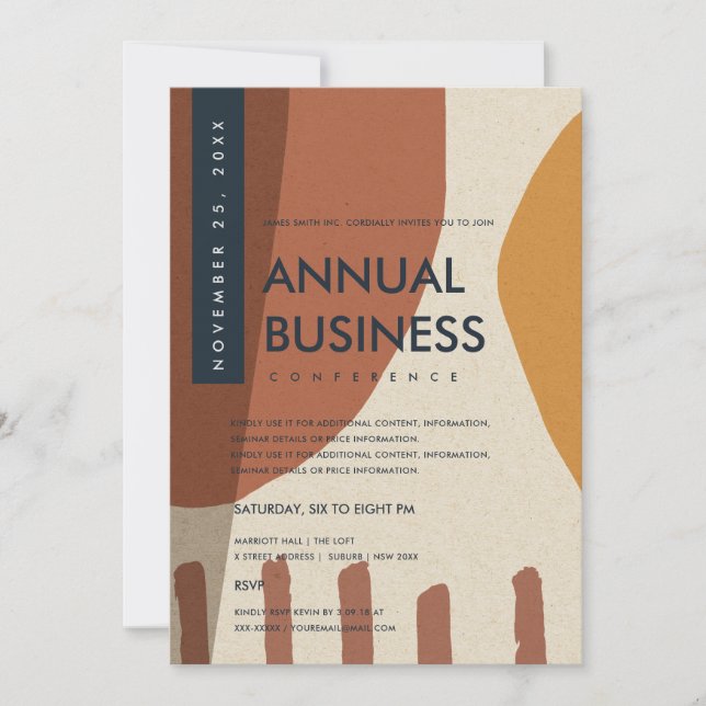 MODERN ABSTRACT ART RUST ORANGE CONFERENCE EVENT INVITATION (Front)