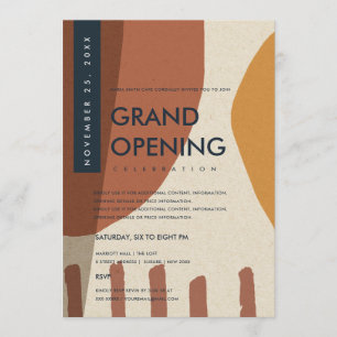 MODERN ABSTRACT ART RUST ORANGE GRAND OPENING INVITATION