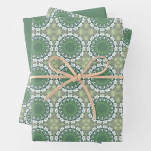 Modern Abstract Art Spring Floral Pattern Green Wrapping Paper Sheet