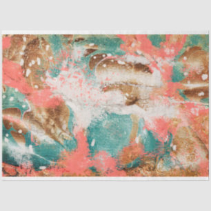 Modern Abstract Art Teal Pink Gold Decoupage Tissue Paper