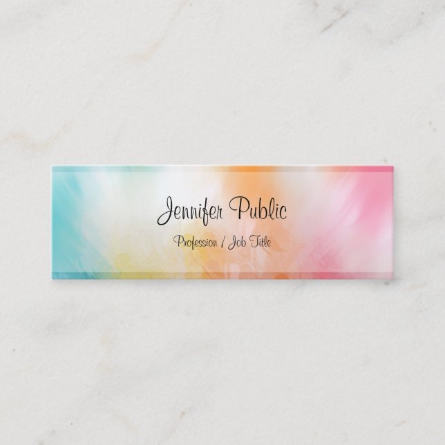 Modern Abstract Art Template Trendy Colourful Mini Business Card (Front)