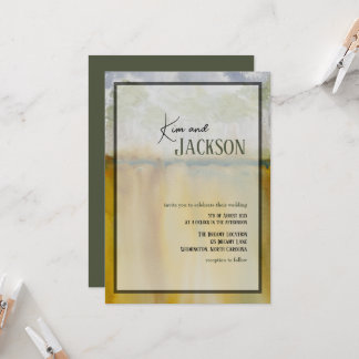 Modern Abstract Art Watercolor Wedding Invitation