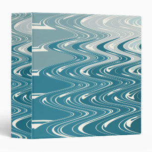 Modern Abstract Art "Waves" Design in Blue Ombre Binder