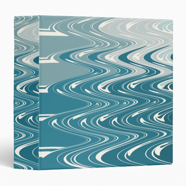 Modern Abstract Art "Waves" Design in Blue Ombre Binder (Front/Spine)