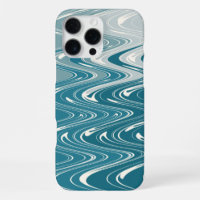 Modern Abstract Art Waves Design in Blue Ombre