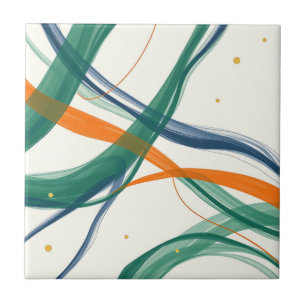Modern Abstract Art with Sweeping Lines and Golden Tile
