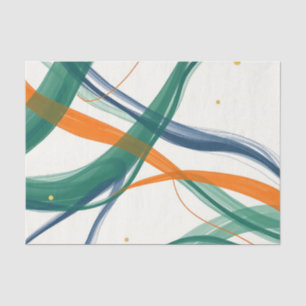 Modern Abstract Art with Sweeping Lines and Golden Tissue Paper