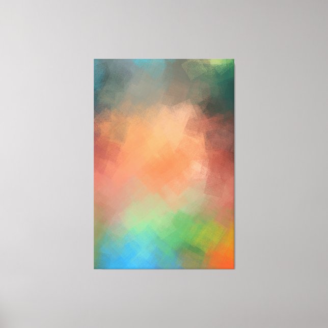 Modern Abstract Art Yellow Red Blue Green Colourfu Canvas Print (Front)