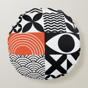 Modern Abstract: Artistic Design Canvas. Round Pillow