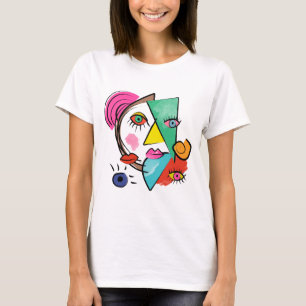 Modern Abstract Artsy Female Faces T-Shirt