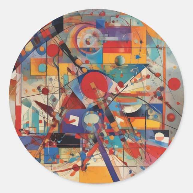 Modern Abstract Artwork Classic Round Sticker (Front)