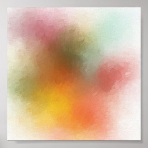 Modern Abstract Artwork Colourful Trendy Red Yello Poster