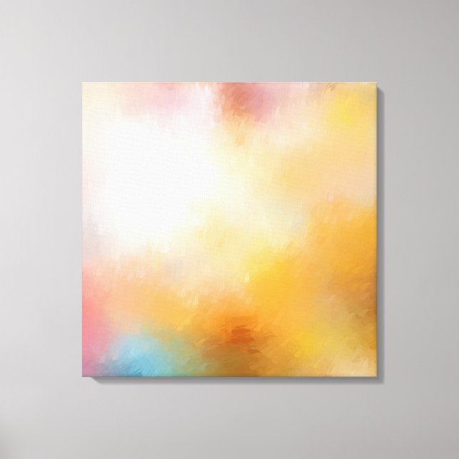Modern Abstract Artwork Green Blue Yellow Red Pink Canvas Print (Front)