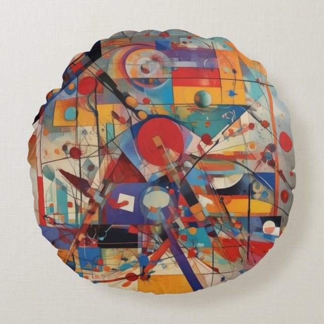 Modern Abstract Artwork Round Pillow (Front)