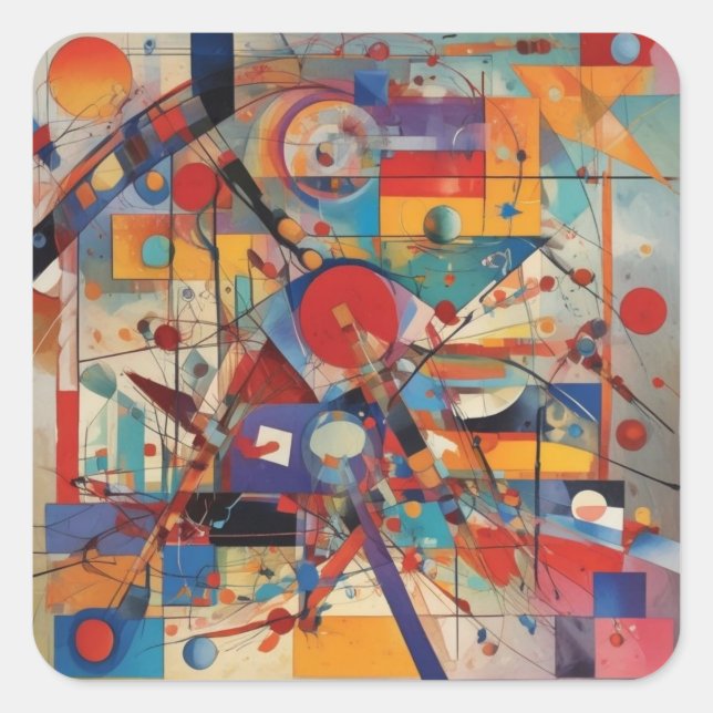 Modern Abstract Artwork Square Sticker (Front)