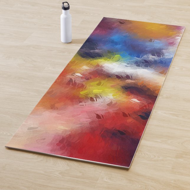 Modern Abstract Artwork Template Red Orange Yoga Mat (In Situ)