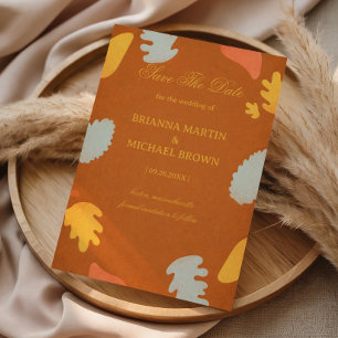 Modern Abstract Autumn Warm Elegant Save The Date