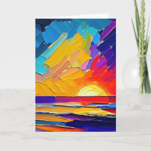 Modern Abstract Beach Sunset Artwork Blank Card