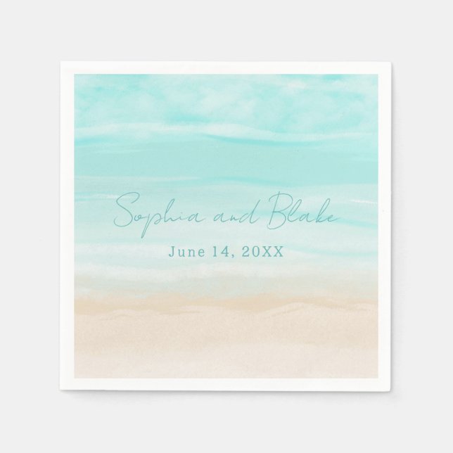 Modern Abstract Beach Wedding Napkin (Front)