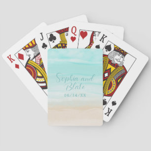 Modern Abstract Beach Wedding Playing Cards