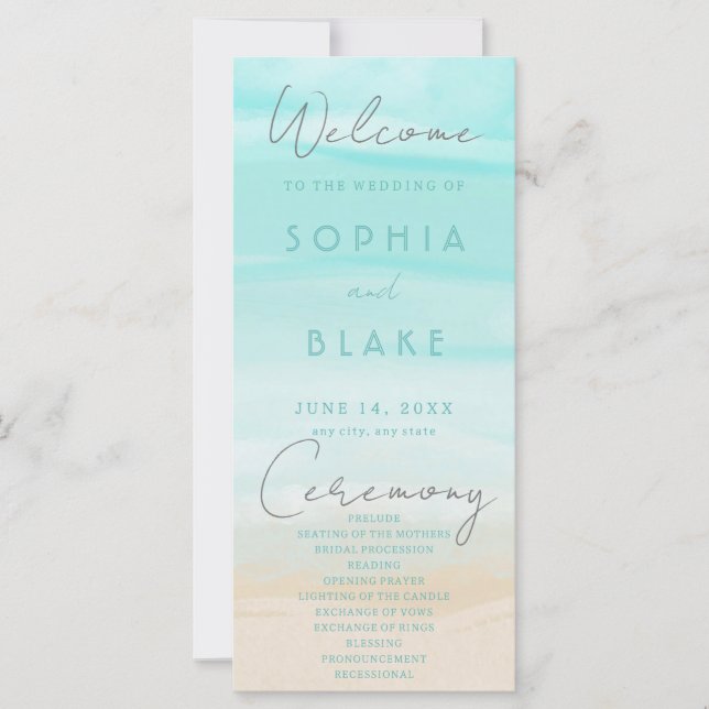Modern Abstract Beach Wedding Program (Front)