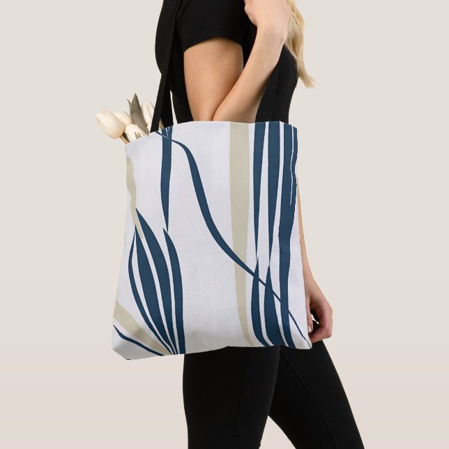 Modern Abstract Beige and Blue Tote bag (Close Up)