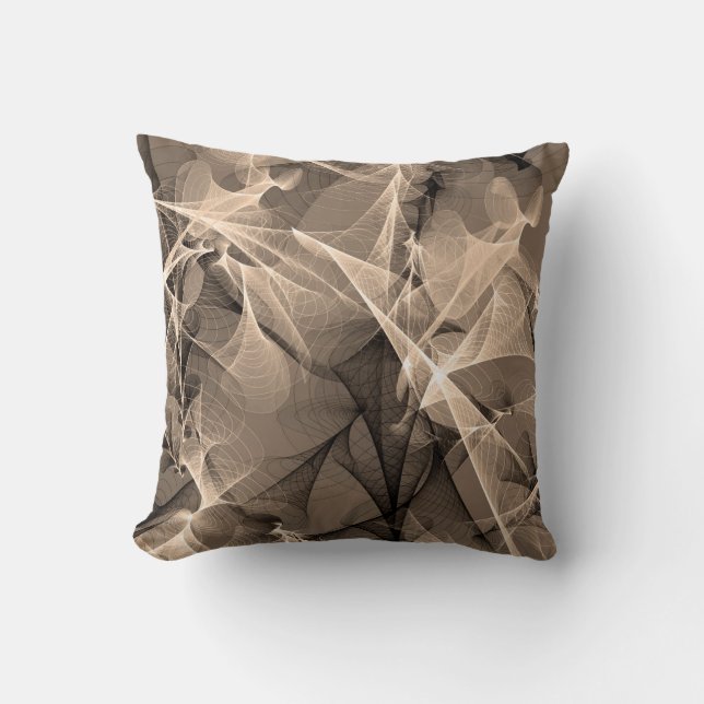 Modern Abstract Beige Brown Black Throw Pillow (Front)