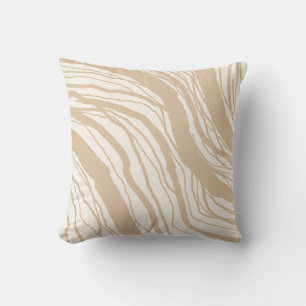 Modern Abstract Beige Tan Stripes Throw Pillow