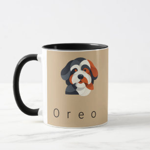 Modern Abstract Bernedoodle Portrait - Geometric T Mug
