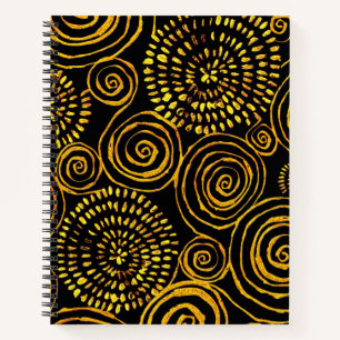 Modern Abstract Black and Gold Geometric Pattern Notebook