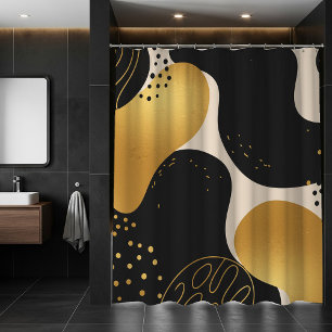 Modern Abstract Black and Gold Organic Pattern