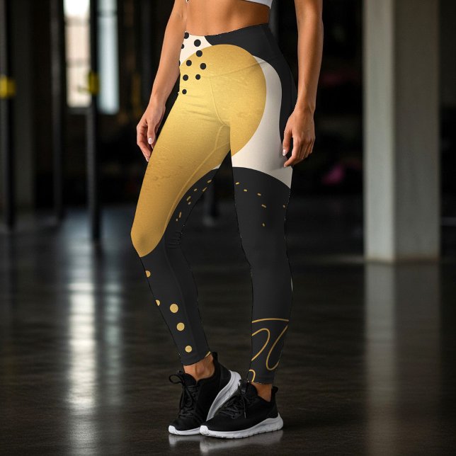 Modern Abstract Black and Gold Organic Pattern Leggings (Creator Uploaded)