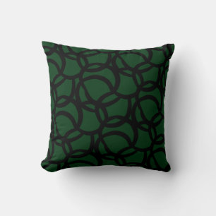 Modern Abstract Black and Green Line Pattern Throw Pillow
