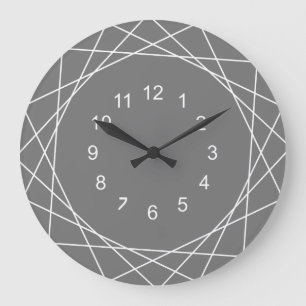 Modern Abstract Black And Grey Large Clock