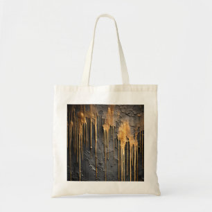 Modern Abstract Black and Metallic Gold Drips Tote Bag