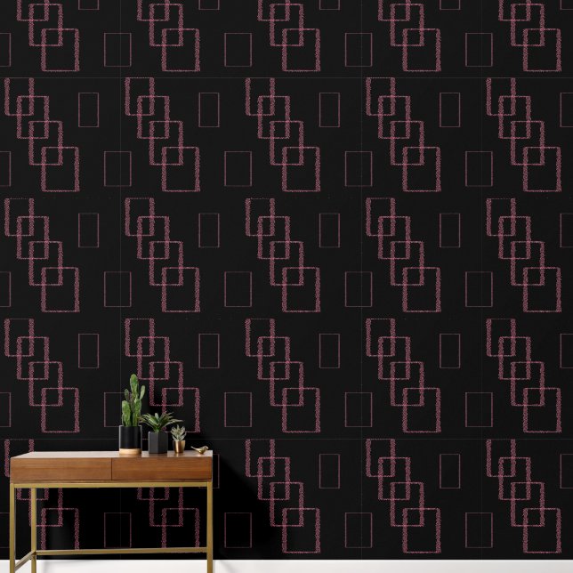 modern abstract black and pink geometrical wallpaper (Hallway)