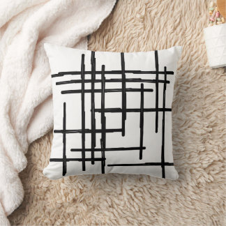 Modern Abstract Black and White Geometric Accent  Throw Pillow