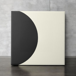 Modern Abstract Black and White Geometric Circle Tile