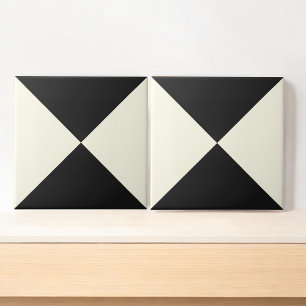 Modern Abstract Black and White Geometric Triangle Tile