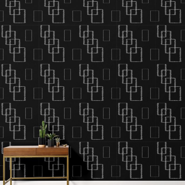modern abstract black and white geometrical wallpaper (Hallway)