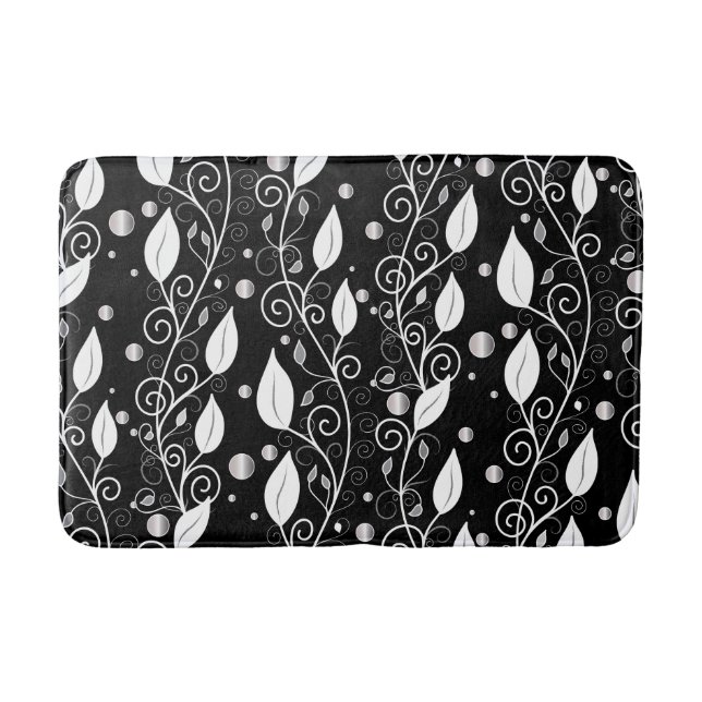 Modern abstract black and white ink illustration bath mat (Front)
