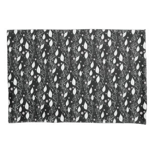 Modern abstract black and white ink illustration pillowcase