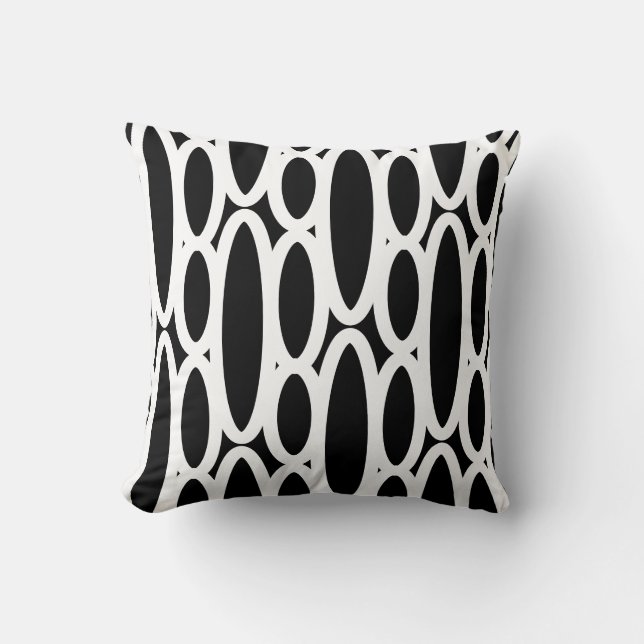 Modern Abstract Black and White Oval Pattern  Throw Pillow (Front)