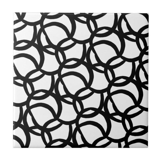 Modern Abstract Black and White Pattern Tile (Front)