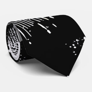 Modern Abstract Black and White Splatter Art  Tie