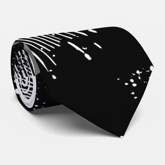 Modern Abstract Black and White Splatter Art  Tie (Rolled)