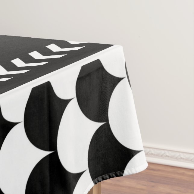Modern Abstract Black and White Tablecloth (In Situ)