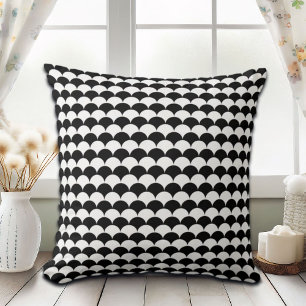 Modern Abstract Black and White Throw Pillow