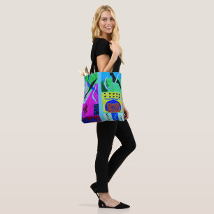 Modern Abstract Black Blue Сolorful Geometric Tote Bag
